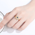 High Quality Shinning Blue CZ Stone Gold Plated S925 Silver Wedding Ring